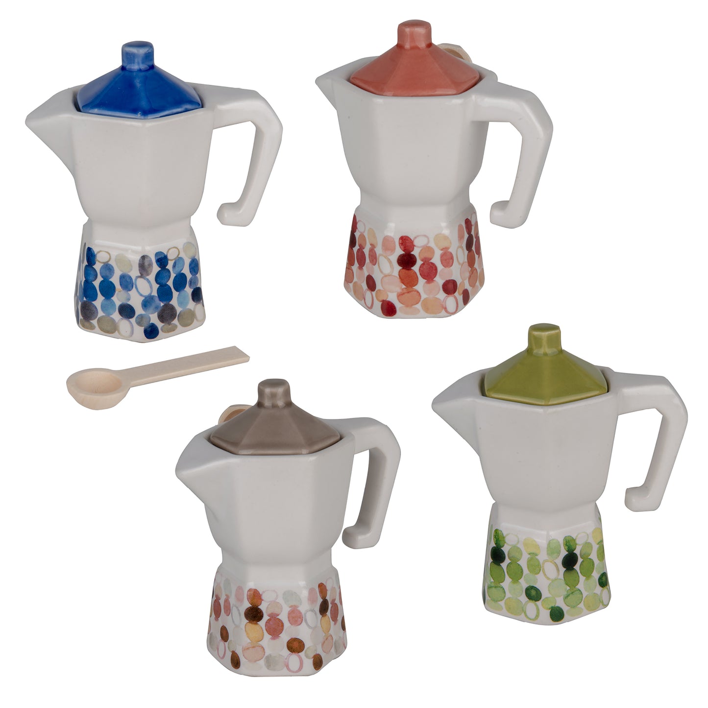 Set 4 moka zuccheriera pois con cucchiaino