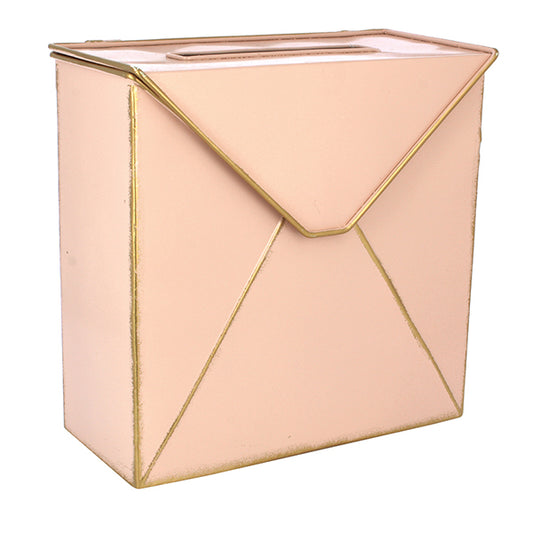 Porta buste grande rosa in metallo
