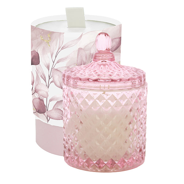 Candela potique vetro diamante rosa