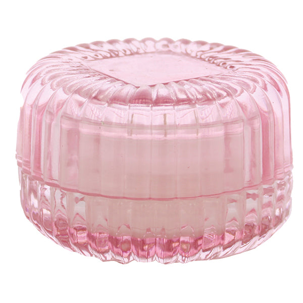 Candela rotonda vetro rigato rosa