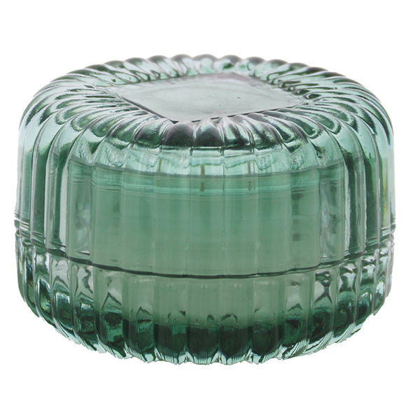 Candela rotonda vetro rigato verde