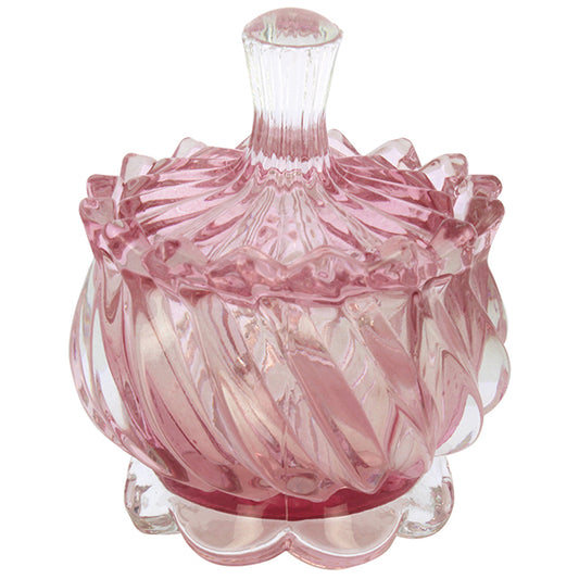 Scatolina vetro vintage deco' rosa