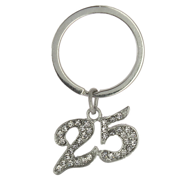 Accessorio portachiavi numero 25° con strass
