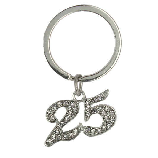 Accessorio portachiavi numero 25° con strass