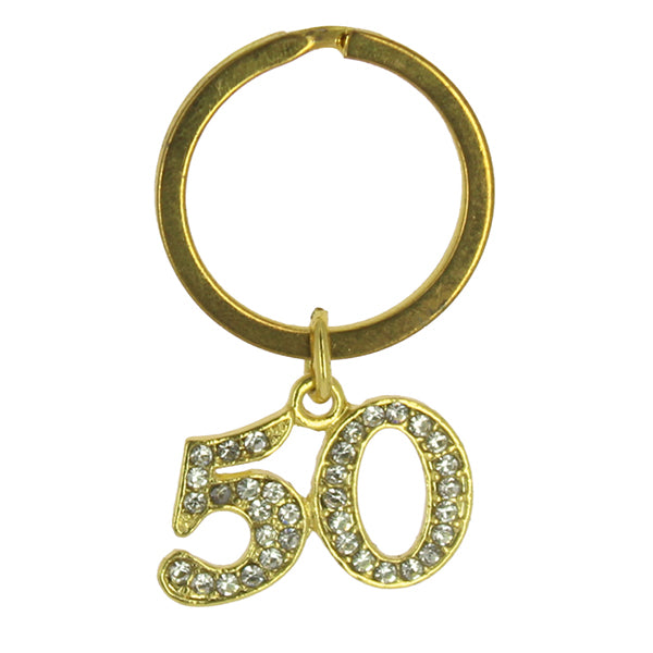 Accessorio portachiavi numero 50° con strass