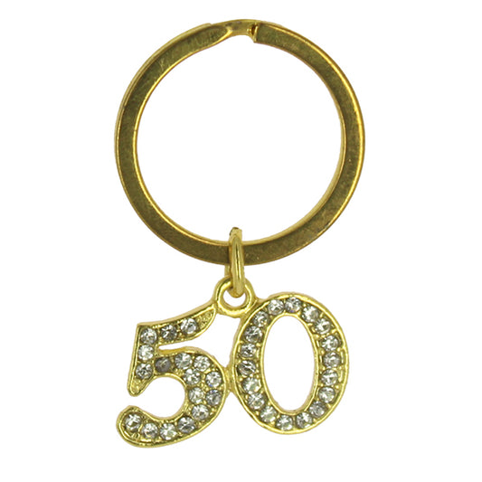 Accessorio portachiavi numero 50° con strass