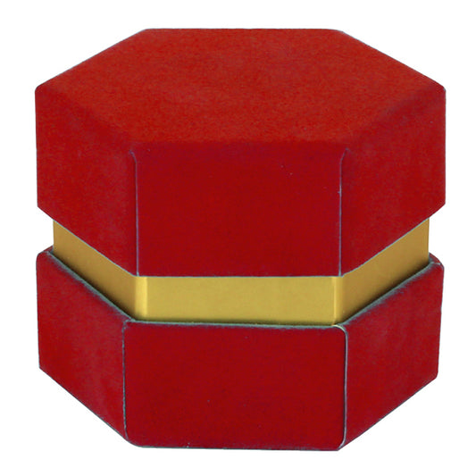 Scatola esagonale in velluto rosso