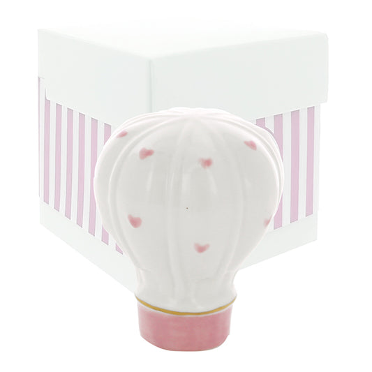Bomboniera mongolfiera con cuori rosa