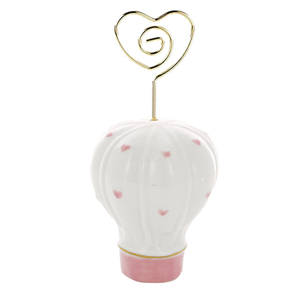 Bomboniera memoclip mongolfiera cuori rosa