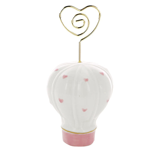 Bomboniera memoclip mongolfiera cuori rosa