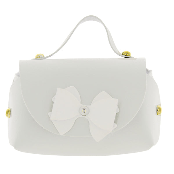 Borsetta in ecopelle con fiocco bianco