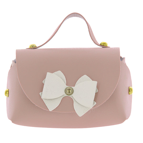 Borsetta in ecopelle rosa con fiocco bianco pz. 6