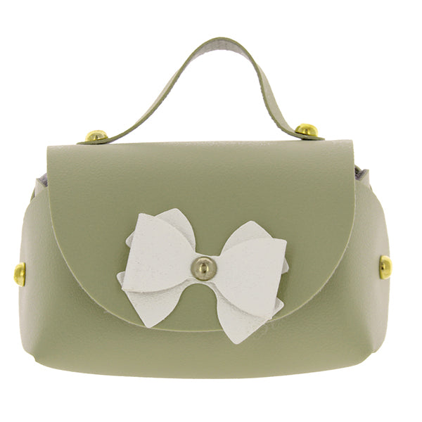 Borsetta in ecopelle verde con fiocco bianco pz. 6