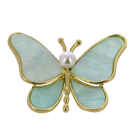 Accessorio spilla farfalla acqua marina perla pz. 6