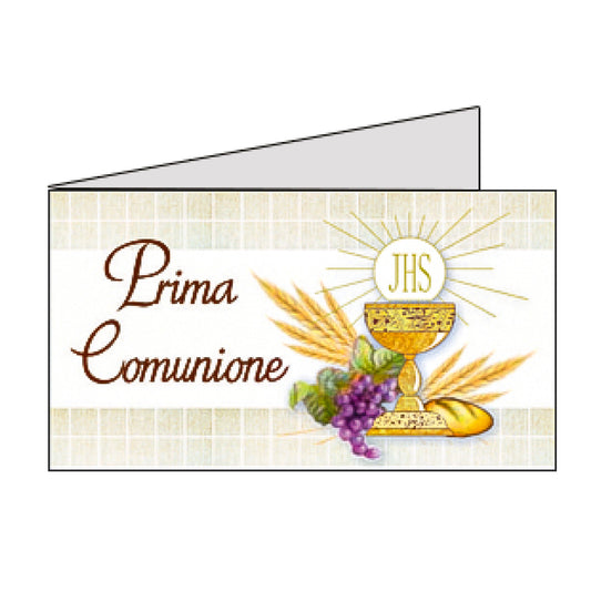 Set 20 Biglietto prima comunione con calice, spighe e uva