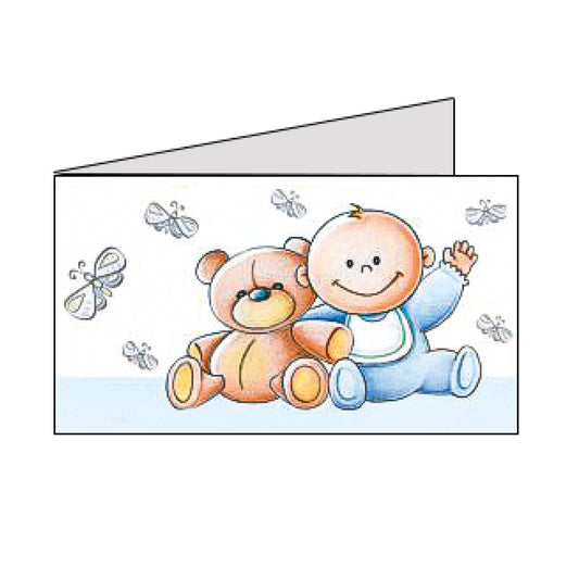 Set 20 Biglietto bimbo con orsetto cielo