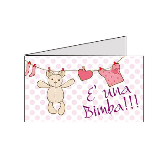Set 20 Biglietto E' UNA BIMBA con vestitini rosa