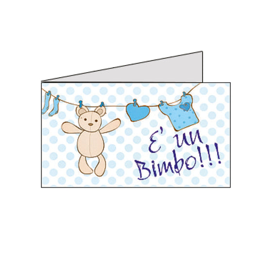 Set 20 Biglietto E' UN BIMBO con vestitini cielo