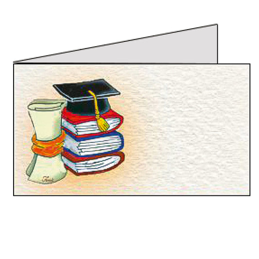 Set 20 Biglietto laurea tocco con libri avorio