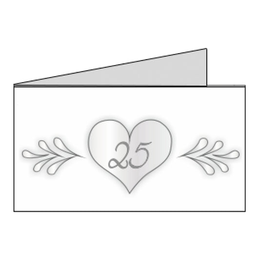 Set 20 Biglietto 25esimo anniversario con cuore argento