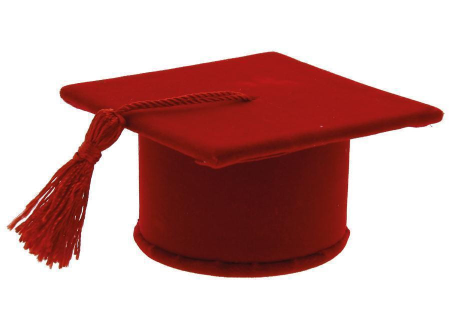 Bomboniera tocco laurea portaconfetti in alcantara rosso