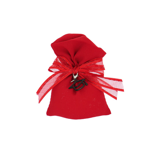 Sacchetto laurea busta crep rosso con fiocco in porcellana