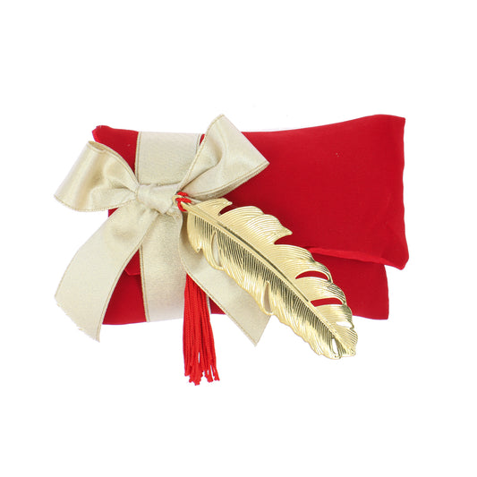 Sacchetto laurea busta lettera in crep rosso con ciondolo pergamena