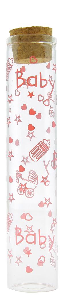 Set 24 tubo in vetro baby rosa