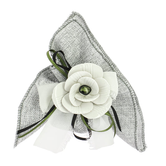 Fazzoletto canapa grigio con applicazione 25esimo