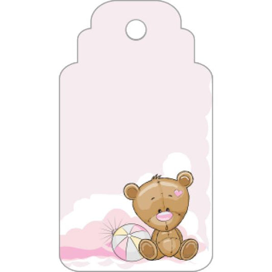 Set 30 Biglietto tag rosa con orsetto