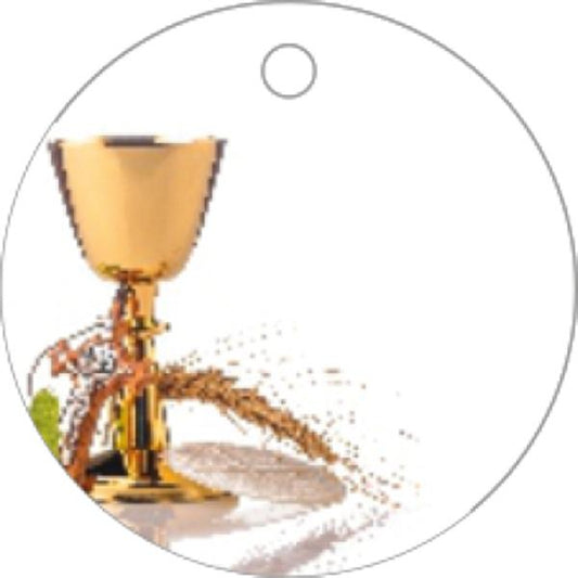 Set 35 Biglietto tag tondo con calice oro