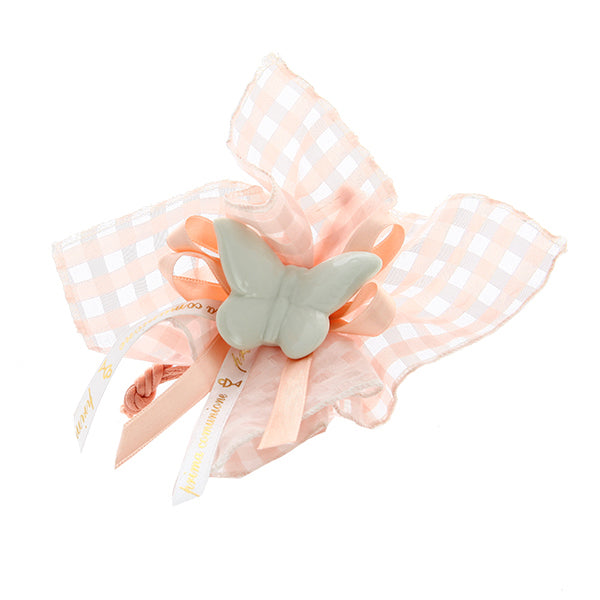 Fazzoletto con tirante organza quadretti cipria