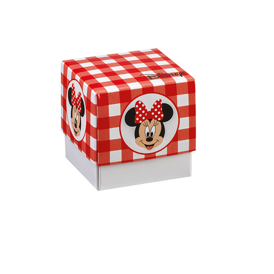 Set 10 scatola cubo piccola Minnie party rosso