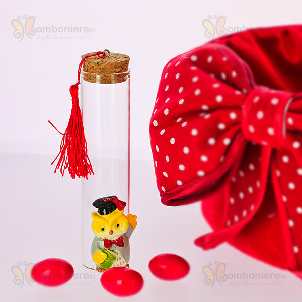 Bomboniera tubo porta confetti con gufetto