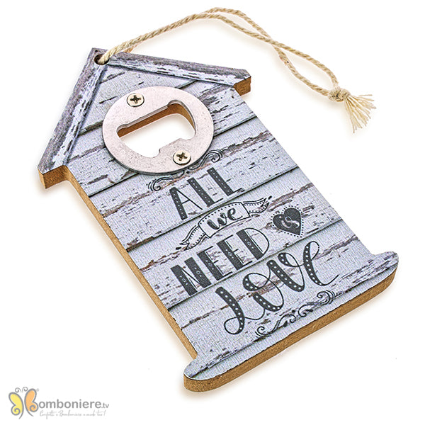 Bomboniera matrimonio apribottiglia casetta