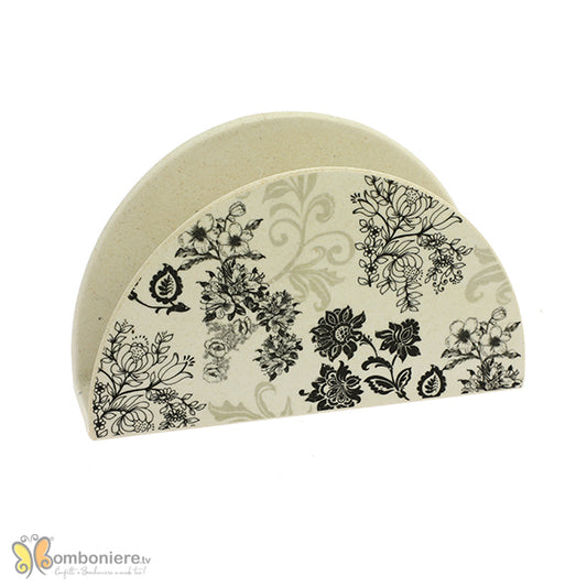 Set 10 portatovagliolo in bamboo floreale completo di confezionamento