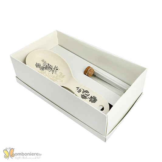 Set 10 poggiamestolo in bamboo floreale completo di confezionamento