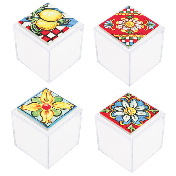 Bomboniera scatola in plex con maiolica 6x6