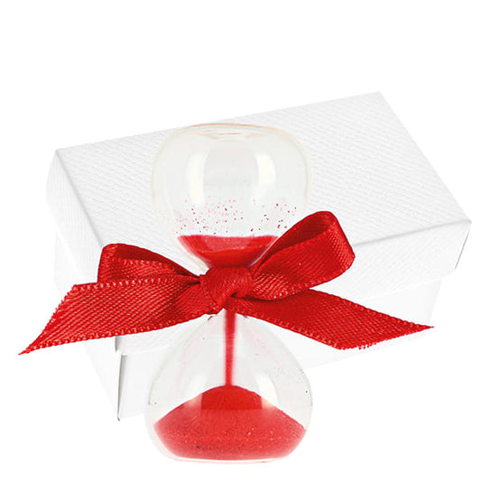 Bomboniera clessidra media con sabbia rossa