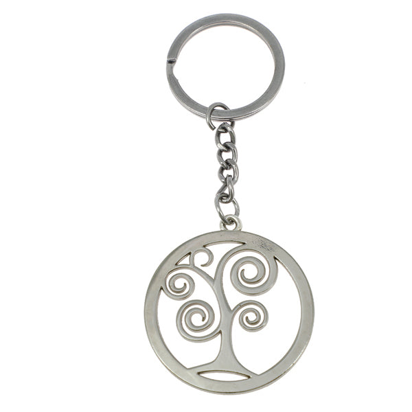 Bomboniera portachiave tondo albero della vita argento