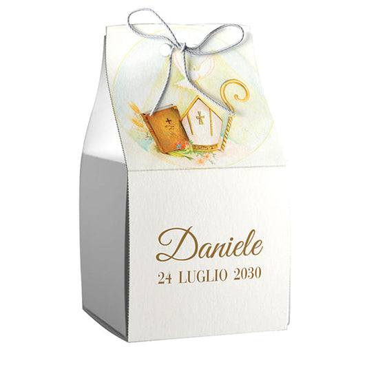 Set 20 astucci cubo personalizzati cresima completi di confetti