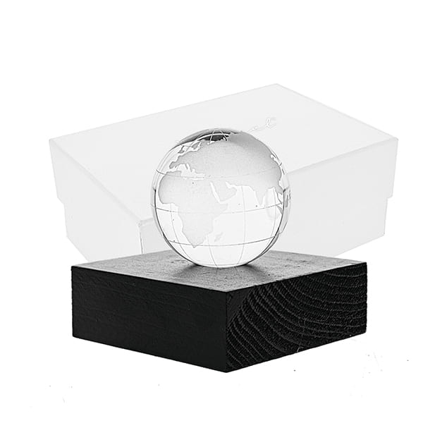 Bomboniera mappamondo led con base legno nero