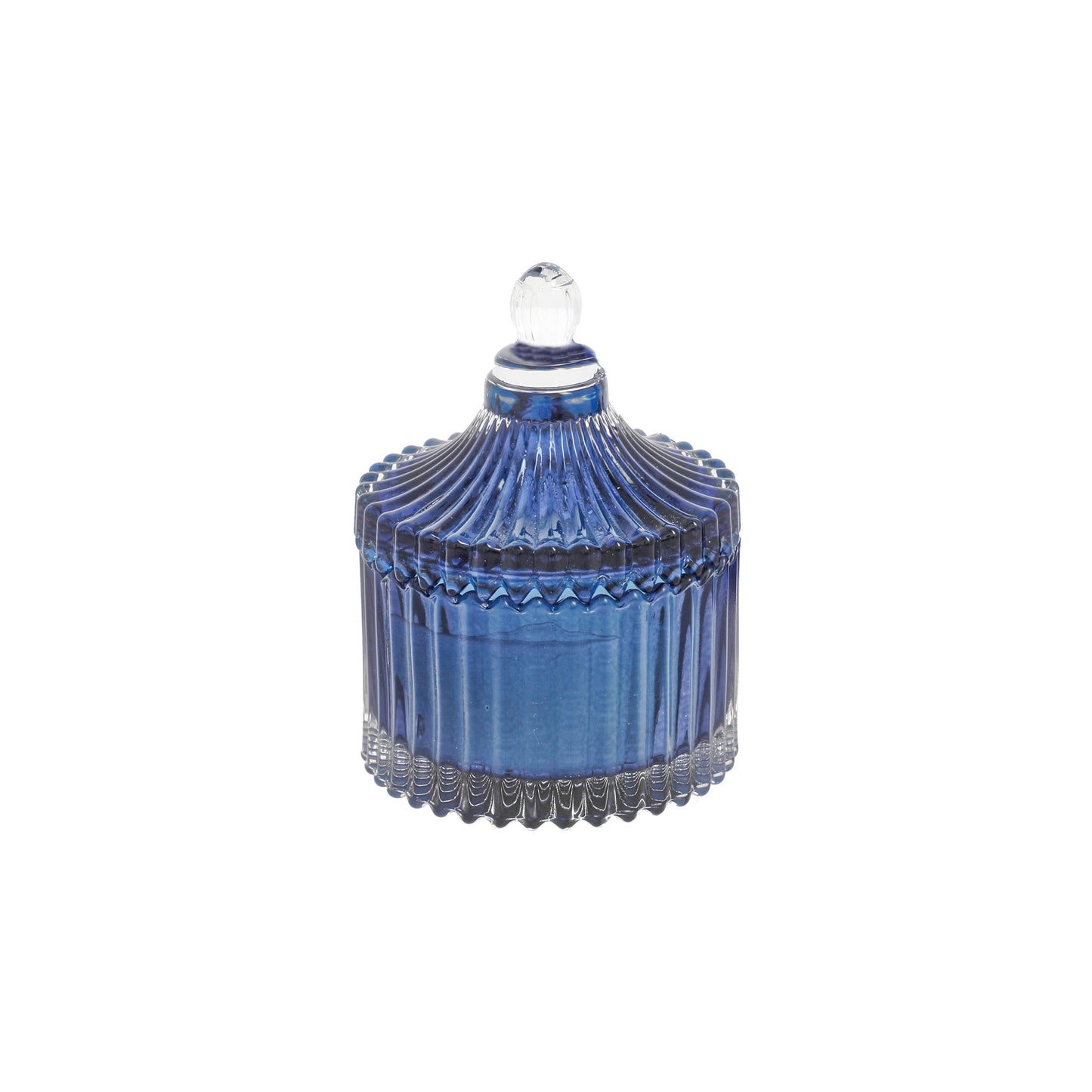 Bomboniera scatola in vetro rigato blu