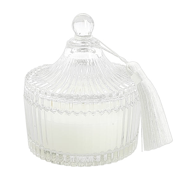 Bomboniera candela grande vetro trasparente con nappa