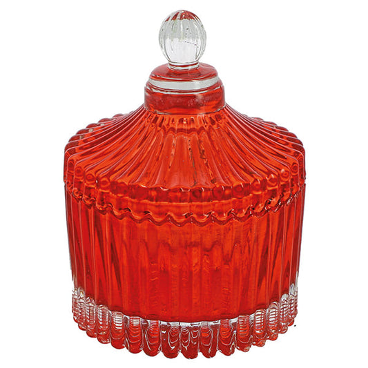 Bomboniera laurea scatola in vetro rigato rosso