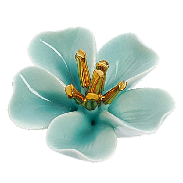 Applicazione fiore acqua marina con pistilli oro