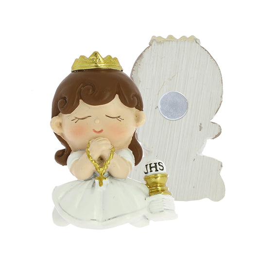 Bomboniera magnete bimba comunione corona oro