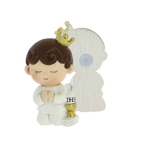 Bomboniera magnete bimbo comunione corona oro