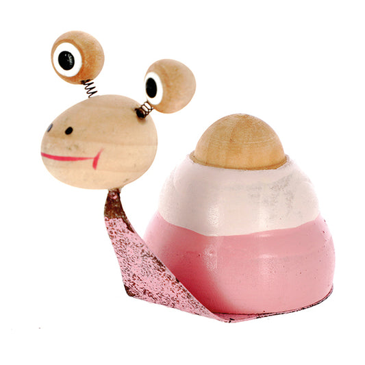 Bomboniera lumaca in legno rosa pastello