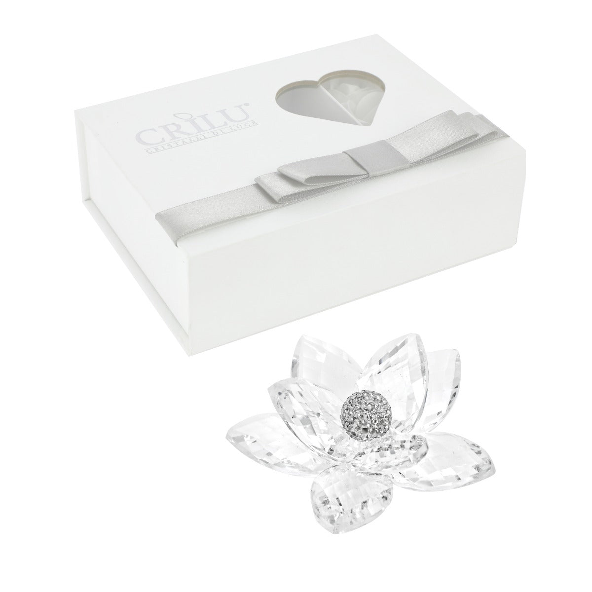 Bomboniera Crilù fiore 8 petali trasparenti swarovski